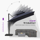 PURPLE LEAF Offset Cantilever Patio Umbrella with Charcoal Metal Frame, Vented Canopy for Yard Garden