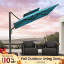 PURPLE LEAF Offset Cantilever Patio Umbrella with Charcoal Metal Frame, Vented Canopy for Yard Garden
