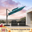 PURPLE LEAF Offset Cantilever Patio Umbrella with Charcoal Metal Frame, Vented Canopy for Yard Garden