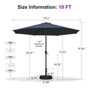 PURPLE LEAF Black Frame Outdoor Market Umbrellas Yard Tilting Patio Table Umbrella with Base