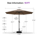 PURPLE LEAF Black Frame Outdoor Market Umbrellas Yard Tilting Patio Table Umbrella with Base