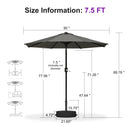 PURPLE LEAF Black Frame Outdoor Market Umbrellas Yard Tilting Patio Table Umbrella with Base