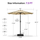 PURPLE LEAF Black Frame Outdoor Market Umbrellas Yard Tilting Patio Table Umbrella with Base