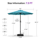 PURPLE LEAF Black Frame Outdoor Market Umbrellas Yard Tilting Patio Table Umbrella with Base