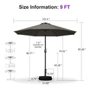 PURPLE LEAF Black Frame Outdoor Market Umbrellas Yard Tilting Patio Table Umbrella with Base