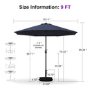 PURPLE LEAF Black Frame Outdoor Market Umbrellas Yard Tilting Patio Table Umbrella with Base