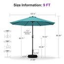 PURPLE LEAF Black Frame Outdoor Market Umbrellas Yard Tilting Patio Table Umbrella with Base