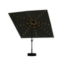 PURPLE LEAF Black Frame Tilting Market Umbrella with Lights Table Umbrella with Base Outside Patio