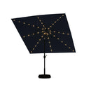PURPLE LEAF Black Frame Tilting Market Umbrella with Lights Table Umbrella with Base Outside Patio