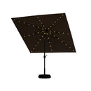 PURPLE LEAF Black Frame Tilting Market Umbrella with Lights Table Umbrella with Base Outside Patio