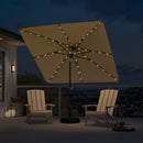 PURPLE LEAF Black Frame Tilting Market Umbrella with Lights Table Umbrella with Base Outside Patio