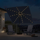 PURPLE LEAF Black Frame Tilting Market Umbrella with Lights Table Umbrella with Base Outside Patio