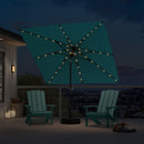 PURPLE LEAF Black Frame Tilting Market Umbrella with Lights Table Umbrella with Base Outside Patio