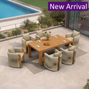 PURPLE LEAF Outdoor Dining Set with Blended Olefin Cushion Aluminum Luxury Patio Furniture Dining Set All Weather Wicker Dining Sets for Backyard Deck, Teak