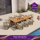 PURPLE LEAF Byron Outdoor Dining Set with Blended Olefin Cushion Aluminum Luxury Patio Furniture Dining Set All Weather Wicker Dining Sets for Backyard Deck, Teak