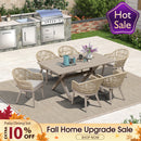 PURPLE LEAF 7/9/11 Pieces Outdoor Dining Set Aluminium Dining Table and Woven Rattan Chairs Dining Furniture Set with Cushions for Deck Patio Champagne