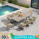PURPLE LEAF 7/9/11 Pieces Outdoor Dining Set Aluminum Table & Wicker Rattan Chairs Modern Patio Furniture Set for Deck