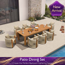 PURPLE LEAF Byron Outdoor Dining Set with Blended Olefin Cushion Aluminum Luxury Patio Furniture Dining Set All Weather Wicker Dining Sets for Backyard Deck, Teak