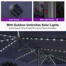 PURPLE LEAF Double-Sided Market Umbrella with Light Large Patio Umbrellas with Base