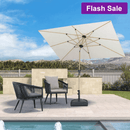 PURPLE LEAF Patio Market Umbrella Aluminum Outdoor Table Umbrella with Wood Color