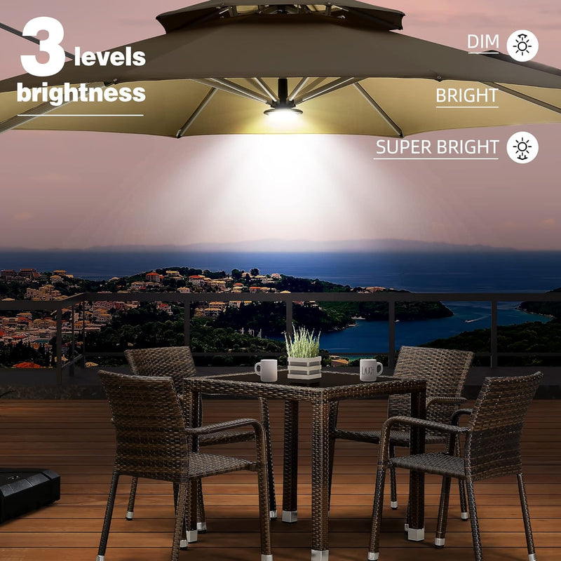 PURPLE LEAF Patio Umbrella Light with Remote Control 12 Color Brightness for Patio Umbrellas, Camping Tents or Outdoor Use (Black)