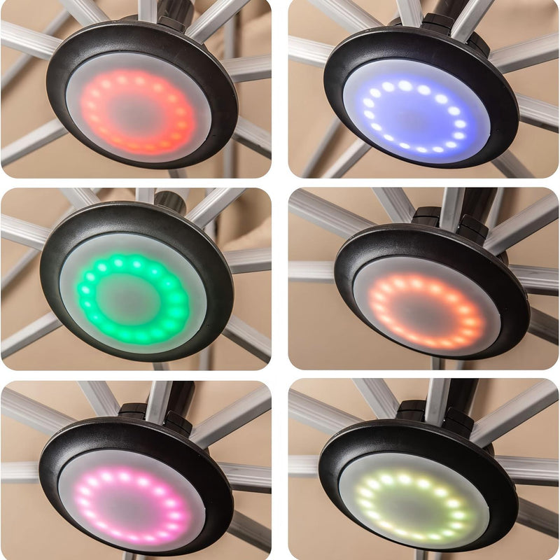 PURPLE LEAF Patio Umbrella Light with Remote Control 12 Color Brightness for Patio Umbrellas, Camping Tents or Outdoor Use (Black)