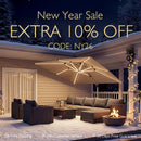 PURPLE LEAF Premium SUNBRELLA Patio Cantilever Umbrella with Solar LED Lights