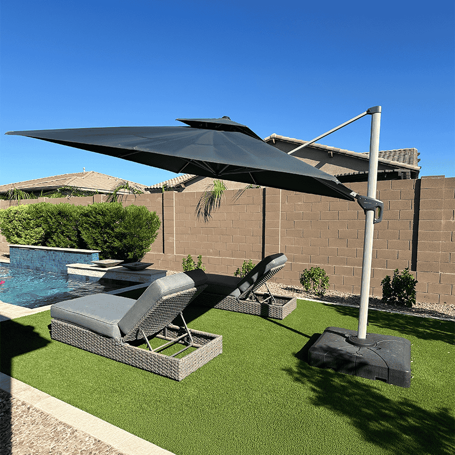 arm patio umbrella Purple Leaf Swing Arm Patio Umbrella Patio Square Umbrella Adjustable  Cantilever