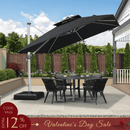 PURPLE LEAF Large Square Patio Cantilever Umbrella With Base for Garden Pool Porch