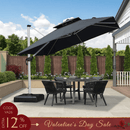 PURPLE LEAF Outdoor Windproof Umbrella, Square Cantilever Umbrella Outside Patio