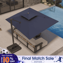 PURPLE LEAF Provence Series Offset Cantilever Patio Umbrella with Bronze Aluminum Frame, Vented Canopy for Deck, Pool and Café