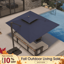 PURPLE LEAF Provence Series Offset Cantilever Patio Umbrella with Bronze Aluminum Frame, Vented Canopy for Deck, Pool and Café