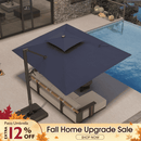 PURPLE LEAF Provence Series Offset Cantilever Patio Umbrella with Bronze Aluminum Frame, Vented Canopy for Deck, Pool and Café