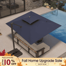 PURPLE LEAF Provence Series Offset Cantilever Patio Umbrella with Bronze Aluminum Frame, Vented Canopy for Deck, Pool and Café