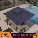 PURPLE LEAF Provence Series Offset Cantilever Patio Umbrella with Bronze Aluminum Frame, Vented Canopy for Deck, Pool and Café