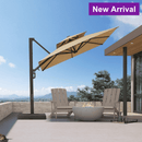 PURPLE LEAF Provence Series Offset Cantilever Patio Umbrella with Bronze Aluminum Frame, Vented Canopy for Deck, Pool and Café