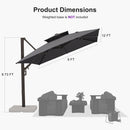 PURPLE LEAF Provence Series Offset Cantilever Patio Umbrella with Bronze Aluminum Frame, Vented Canopy for Deck, Pool and Café