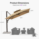 PURPLE LEAF Provence Series Offset Cantilever Patio Umbrella with Bronze Aluminum Frame, Vented Canopy for Deck, Pool and Café