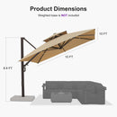PURPLE LEAF Provence Series Offset Cantilever Patio Umbrella with Bronze Aluminum Frame, Vented Canopy for Deck, Pool and Café