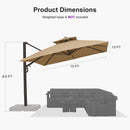 PURPLE LEAF Provence Series Offset Cantilever Patio Umbrella with Bronze Aluminum Frame, Vented Canopy for Deck, Pool and Café