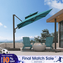 PURPLE LEAF Provence Series Offset Cantilever Patio Umbrella with Bronze Aluminum Frame, Vented Canopy for Deck, Pool and Café