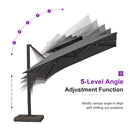 PURPLE LEAF Provence Series Offset Cantilever Patio Umbrella with Bronze Aluminum Frame, Vented Canopy for Deck, Pool and Café
