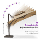 PURPLE LEAF Provence Series Offset Cantilever Patio Umbrella with Bronze Aluminum Frame, Vented Canopy for Deck, Pool and Café