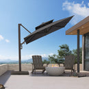 PURPLE LEAF Provence Series Offset Cantilever Patio Umbrella with Bronze Aluminum Frame, Vented Canopy for Deck, Pool and Café