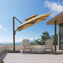 PURPLE LEAF Provence Series Offset Cantilever Patio Umbrella with Bronze Aluminum Frame, Vented Canopy for Deck, Pool and Café