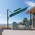 PURPLE LEAF Provence Series Offset Cantilever Patio Umbrella with Bronze Aluminum Frame, Vented Canopy for Deck, Pool and Café