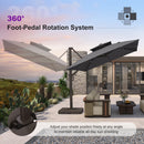 PURPLE LEAF Provence Series Offset Cantilever Patio Umbrella with Bronze Aluminum Frame, Vented Canopy for Deck, Pool and Café