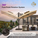 PURPLE LEAF Provence Series Offset Cantilever Patio Umbrella with Bronze Aluminum Frame, Vented Canopy for Deck, Pool and Café