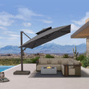 PURPLE LEAF Provence Series Offset Cantilever Patio Umbrella with Bronze Aluminum Frame, Vented Canopy for Deck, Pool and Café