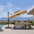 PURPLE LEAF Provence Series Offset Cantilever Patio Umbrella with Bronze Aluminum Frame, Vented Canopy for Deck, Pool and Café